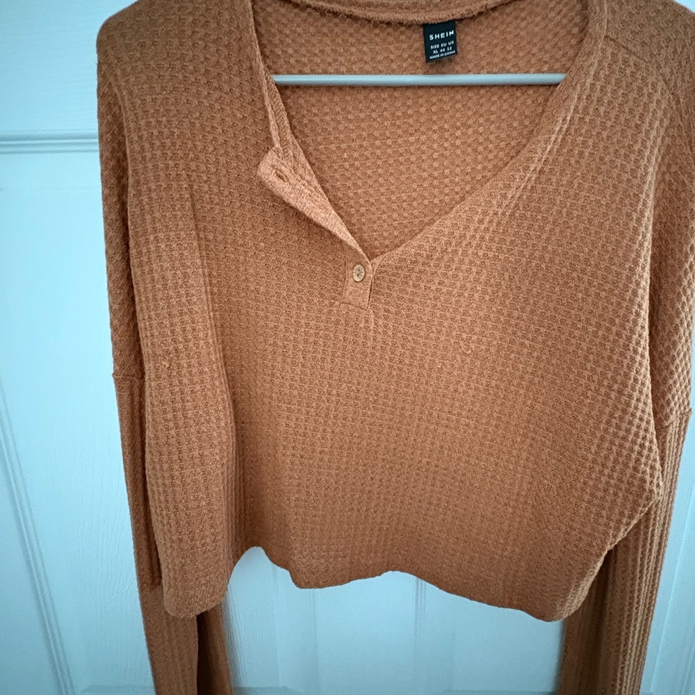SHEIN Waffle Knit Pullover Shirts
